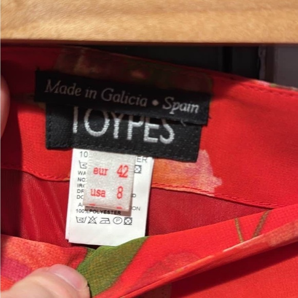 Red Ruffled Asymmetrical Midi Skirt - Picture 2 of 2